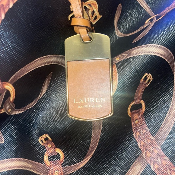 Ralph Lauren Black/Brown Equestrian Print PVC And Leather Shopper Tote - Picture 8 of 9